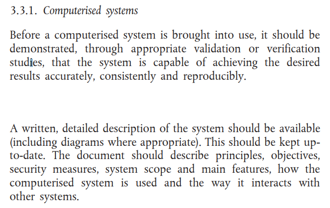 GDP Guidelines - 3.3.1 Computerised Systems