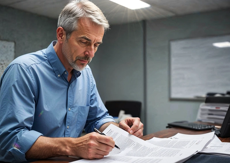 Manager-browsing-through-WDA-Costs-paperwork